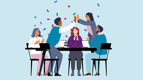 People celebrating success