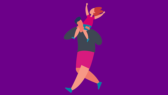Man with child on shoulders