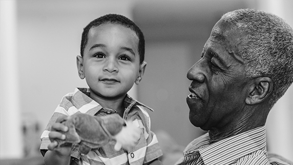 Old man and young child