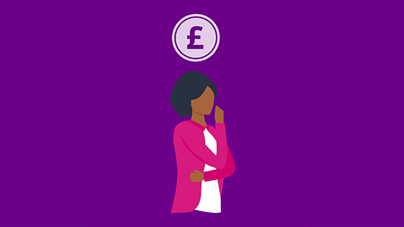 Woman thinking about money