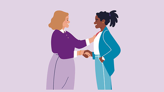 Woman receiving recognition