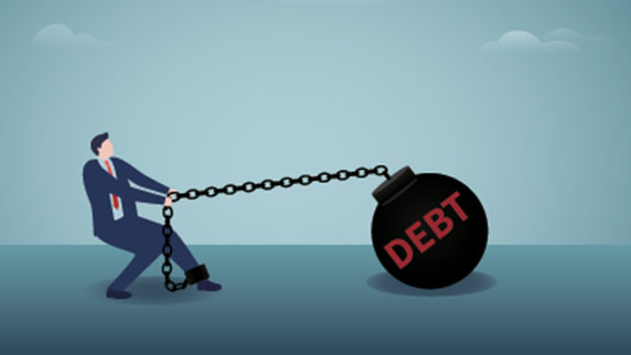 A person dealing with debt
