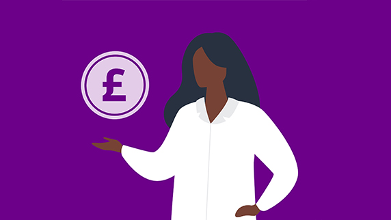 Womani with a big coin