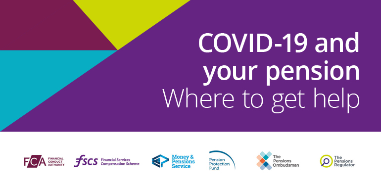 Header saying 'COVID-19 and your pension, where to get help'